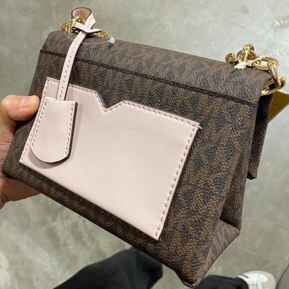 Michael Kors CECE Small Conv Flap Crossbody, Powder Blush/Signature - Picture 3 of 5